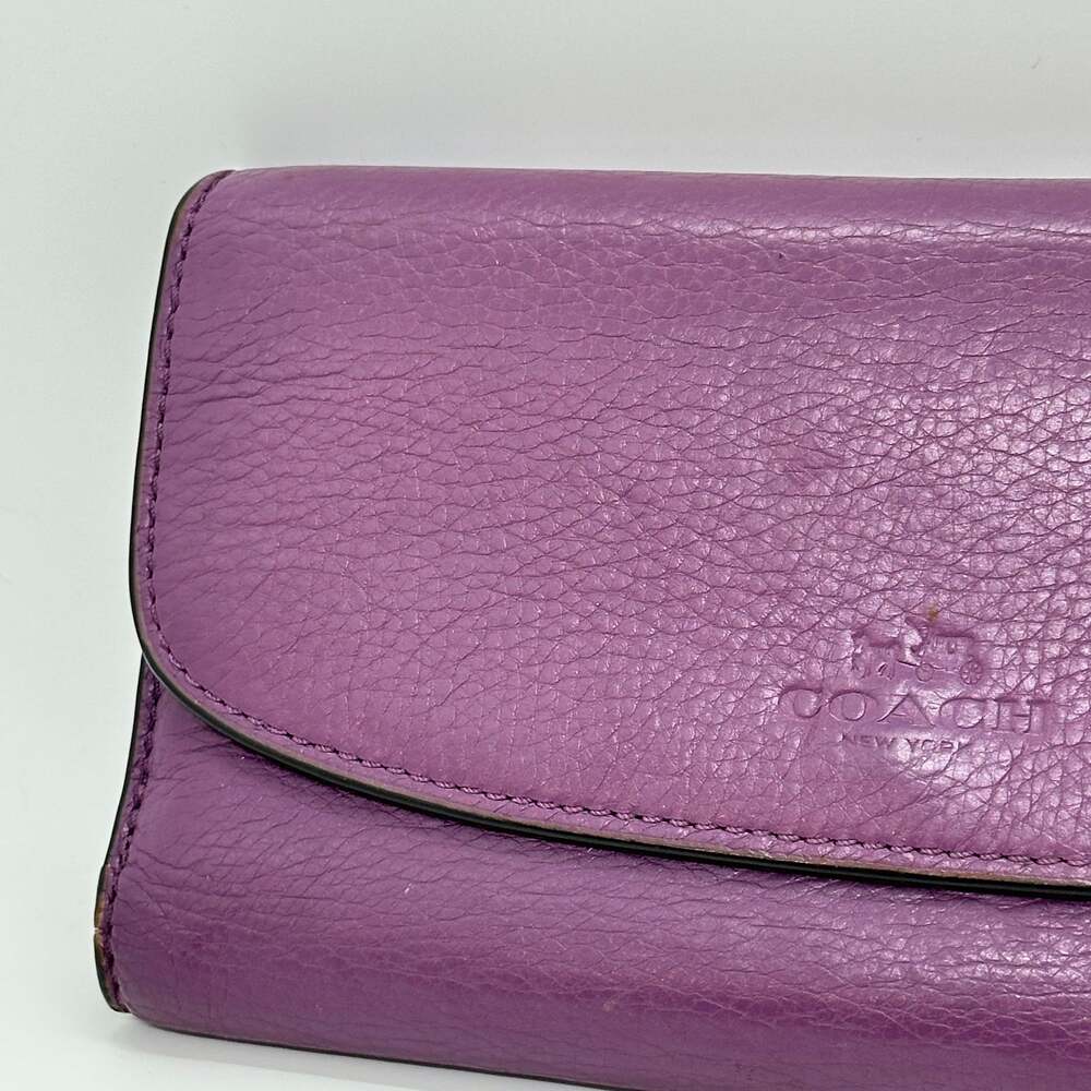 Coach Purple Pebble Leather Long Flap Wallet - Picture 3 of 16